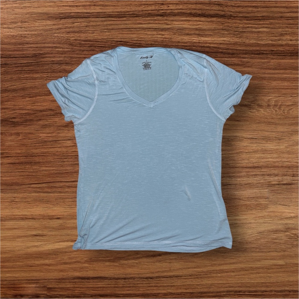 EMILY B | WOMENS POLYESTER SHORT SLEEVE LIGHTWEIGHT V-NECK TEE LARGE